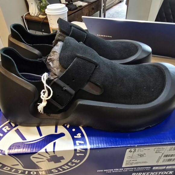 Birkenstock Reykjavik Antique Black Nubuck Leather Mens US 10 Mule Clog Slide - Picture 7 of 16